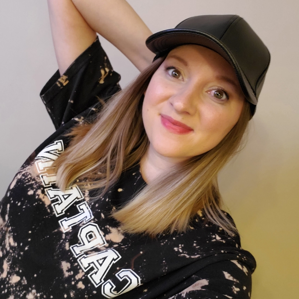 Black faux leather baseball hat